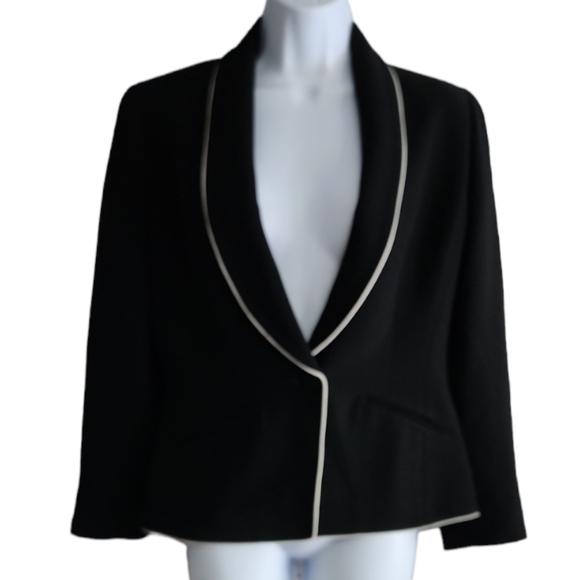 **Anne Klein Org.$375 Black Trimmed Blazer Women's 6 - Picture 3 of 8